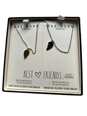 Rae Dunn Best Friends Split Wing Pendant Necklace Set - Gold & Silver